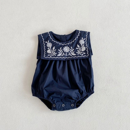 Nautical Charm Embroidered Romper