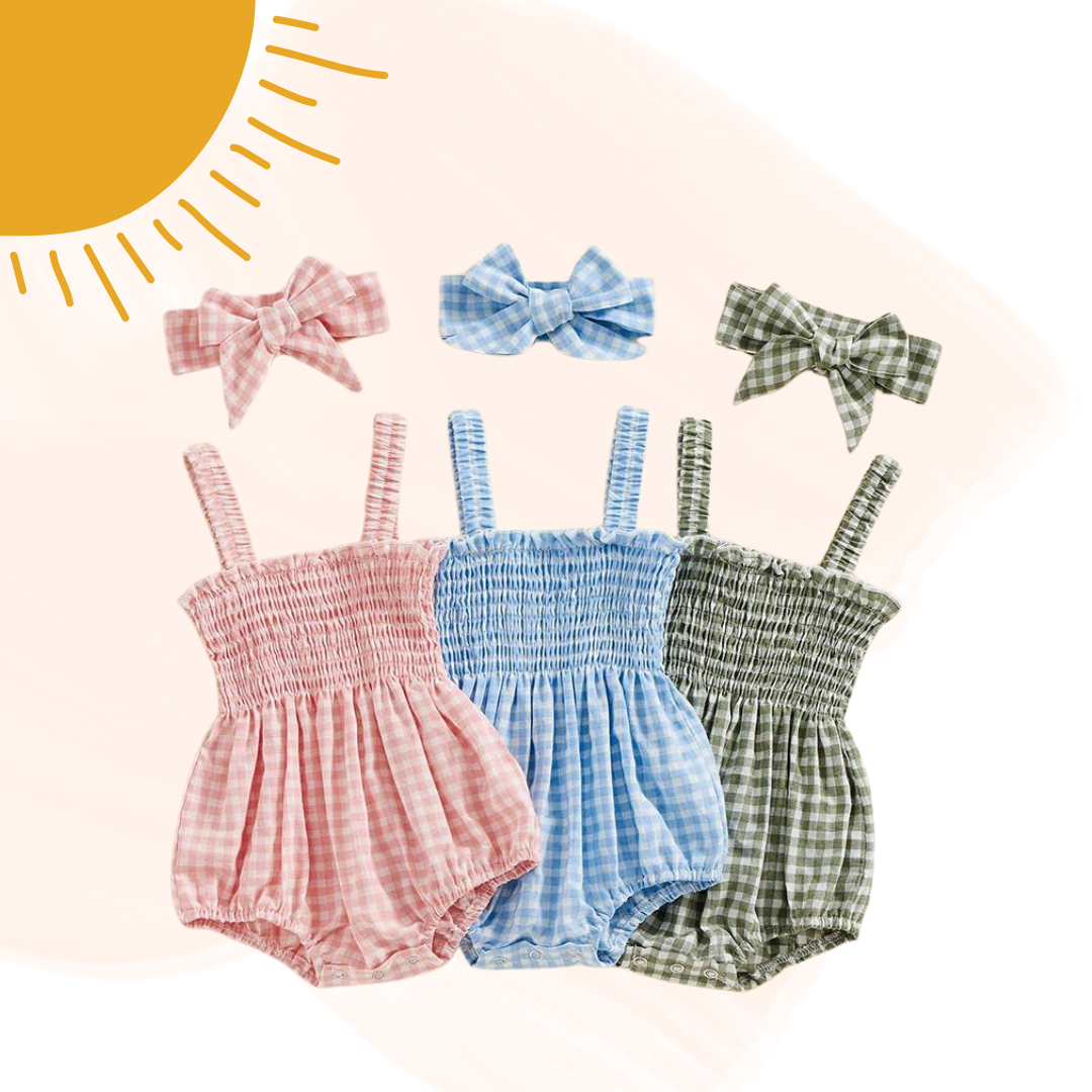 Plaid Paradise Romper &amp; Headband Set