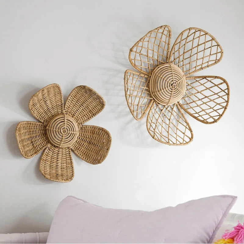 Boho Rattan Daisy Wall Decor