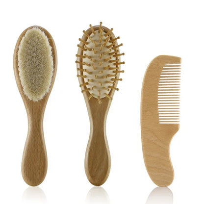 Wooden 3 pcs Brush and Comb Set