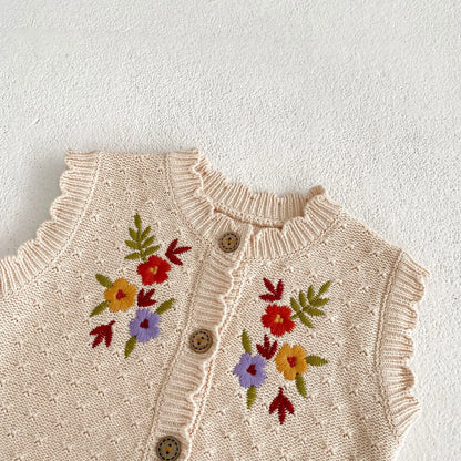 Flower Knitted Cotton Vest