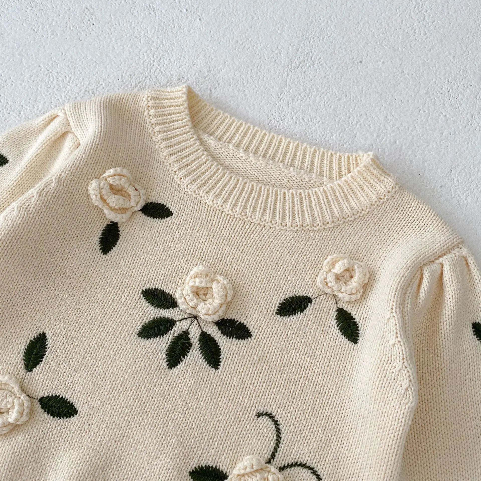 Blooming Petals Embroidered Knit Sweater