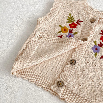 Flower Knitted Cotton Vest