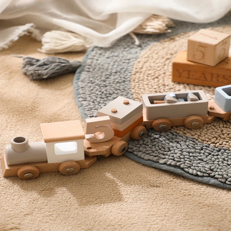 Shape Express: Wooden Train Set with Stackable Shapes