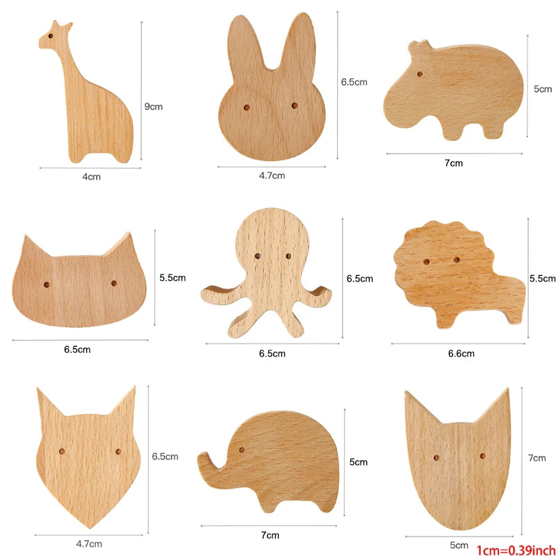 Wooden Animal &amp; Sky Handles/Hooks