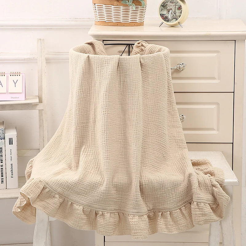 Luxe Ruffle Organic Muslin Swaddle Blanket