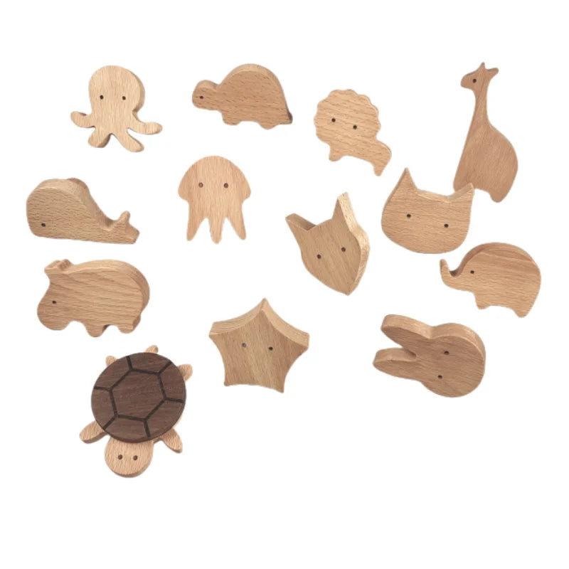 Wooden Animal &amp; Sky Handles/Hooks