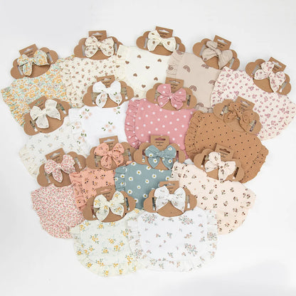 Muslin Cotton Bibs with Matching Hair Bow