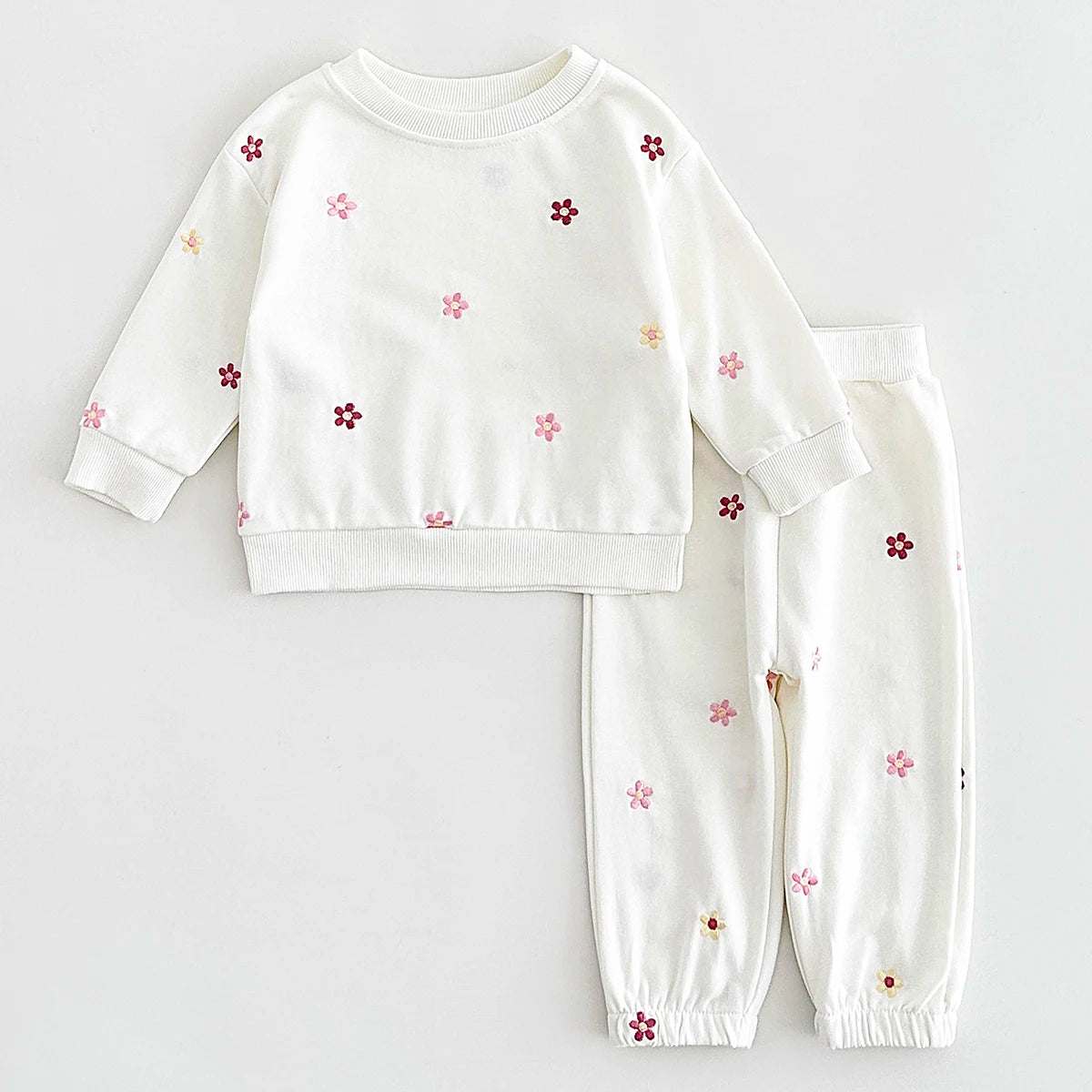 Floral Embroidered 2-Piece Sweats Set