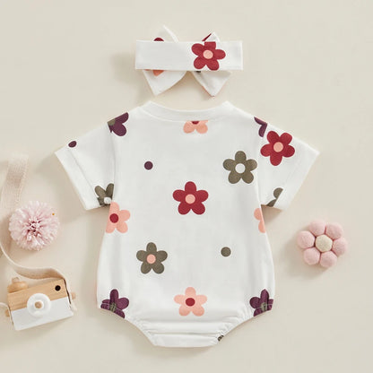 Blossom Delight Romper with Bow Headband