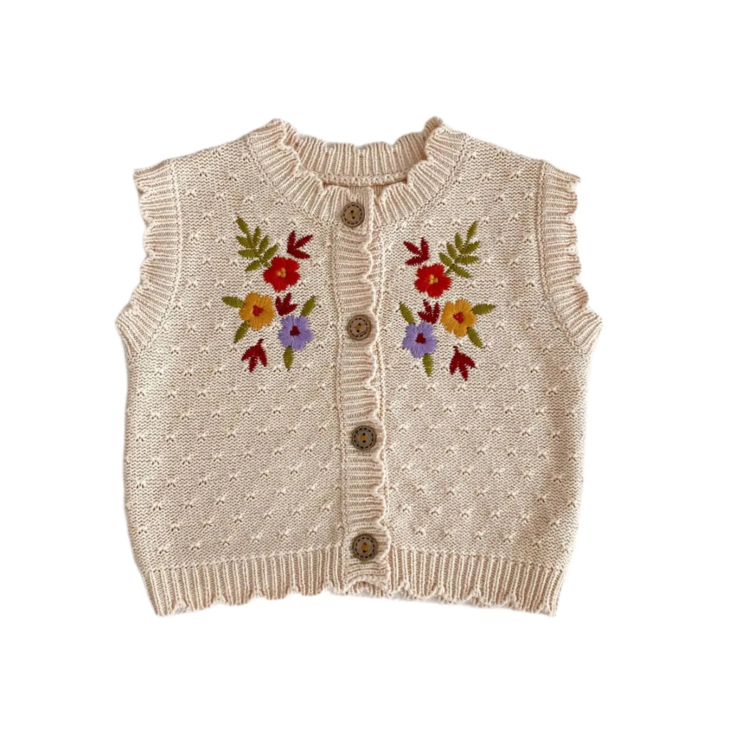 Flower Knitted Cotton Vest