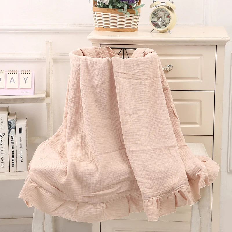 Luxe Ruffle Organic Muslin Swaddle Blanket