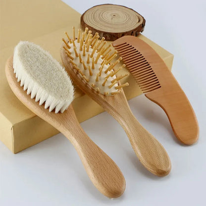 Wooden 3 pcs Brush and Comb Set