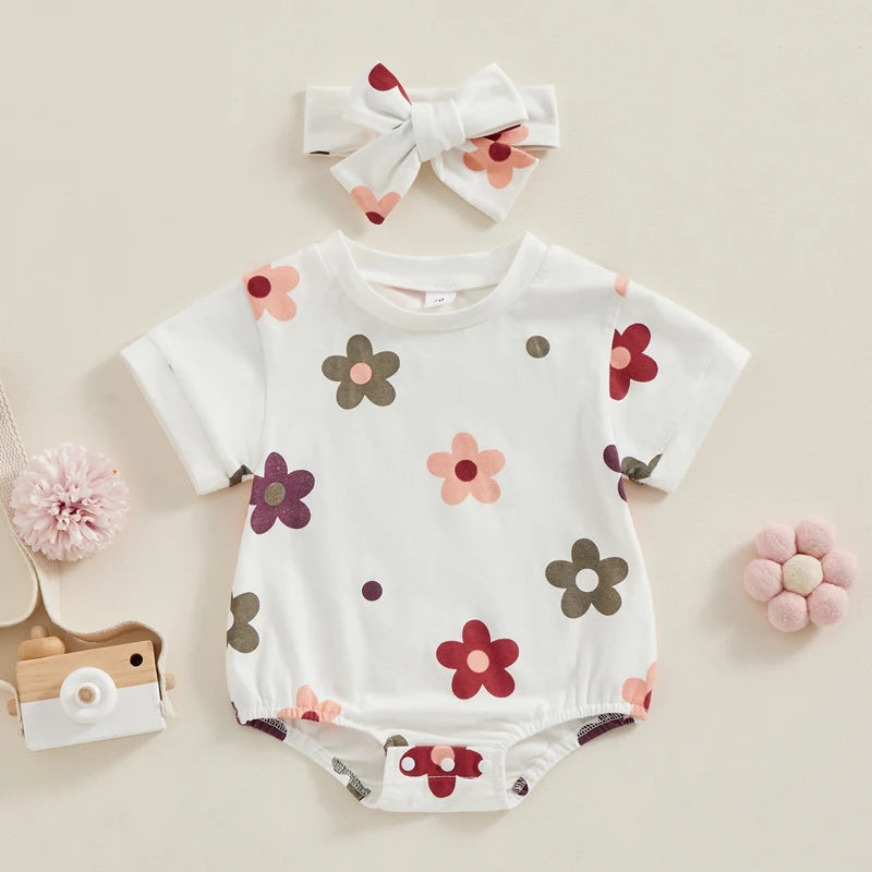 Blossom Delight Romper with Bow Headband