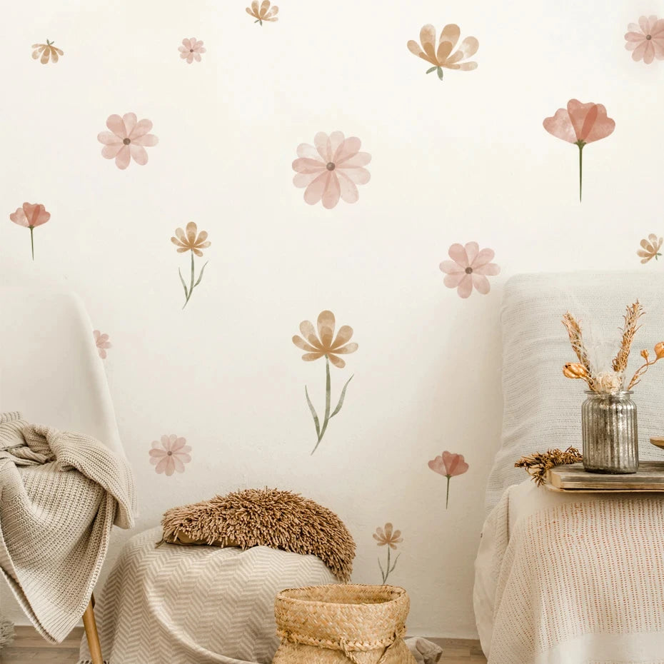 Boho Blossoms Watercolor Wall Decals