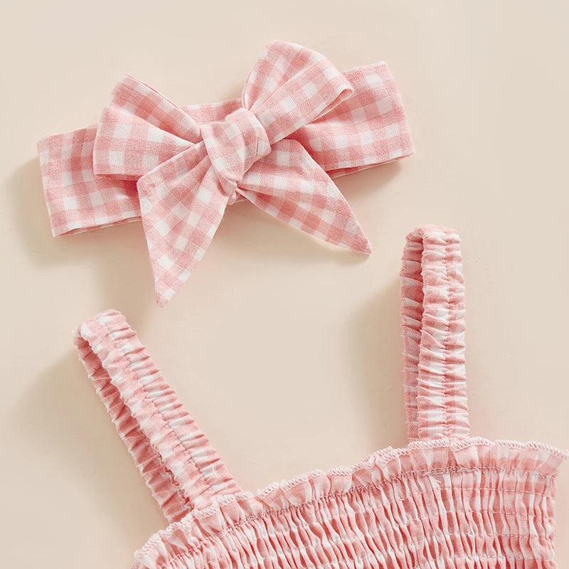 Plaid Paradise Romper &amp; Headband Set