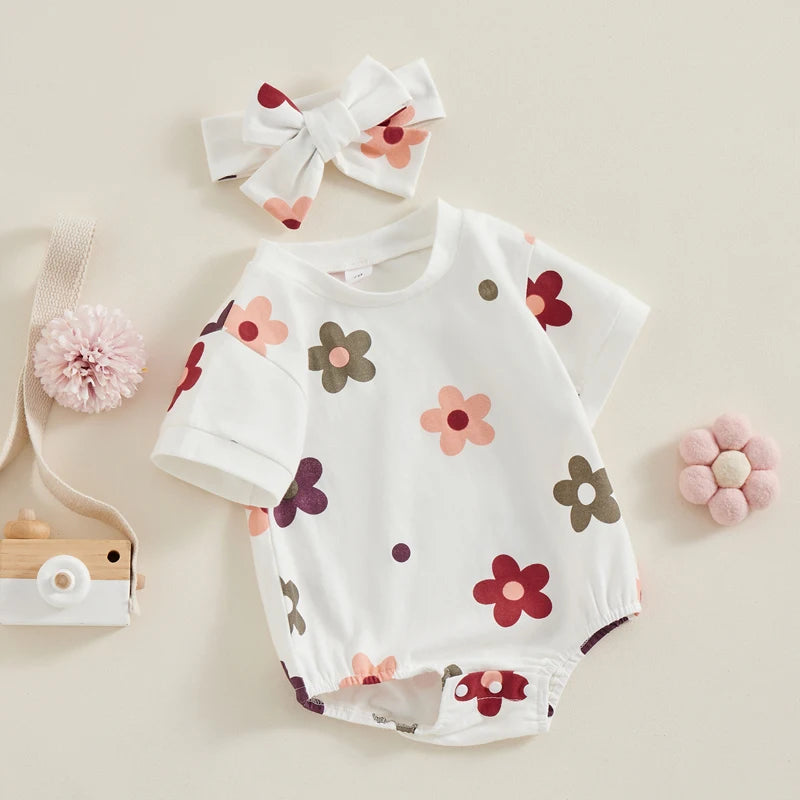 Blossom Delight Romper with Bow Headband