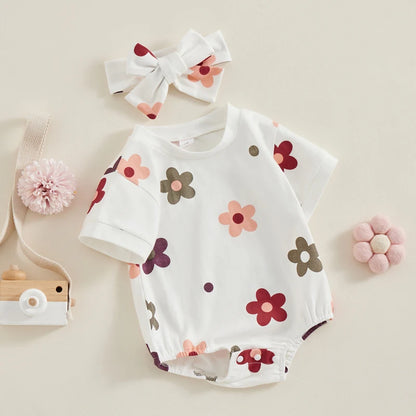 Blossom Delight Romper with Bow Headband