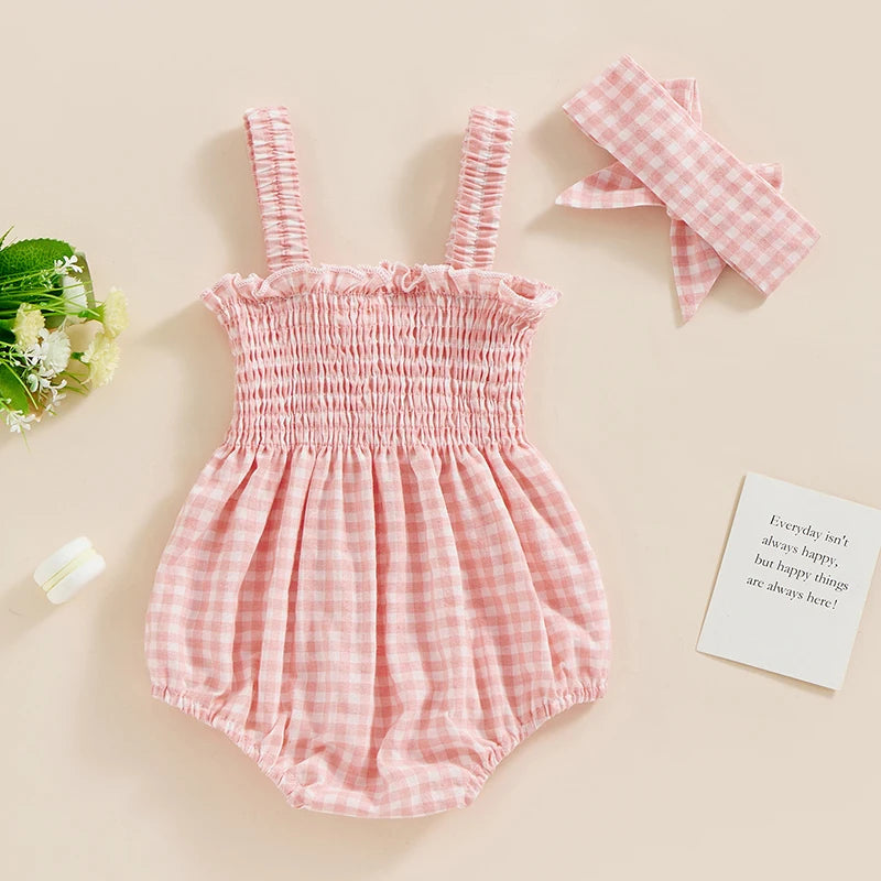 Plaid Paradise Romper &amp; Headband Set