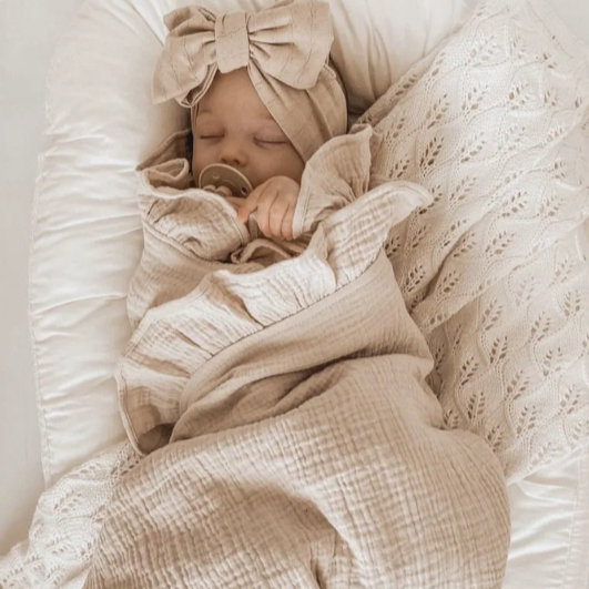 Luxe Ruffle Organic Muslin Swaddle Blanket