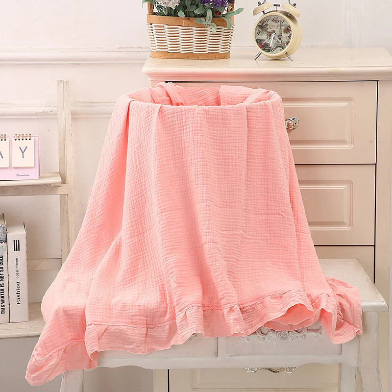 Luxe Ruffle Organic Muslin Swaddle Blanket