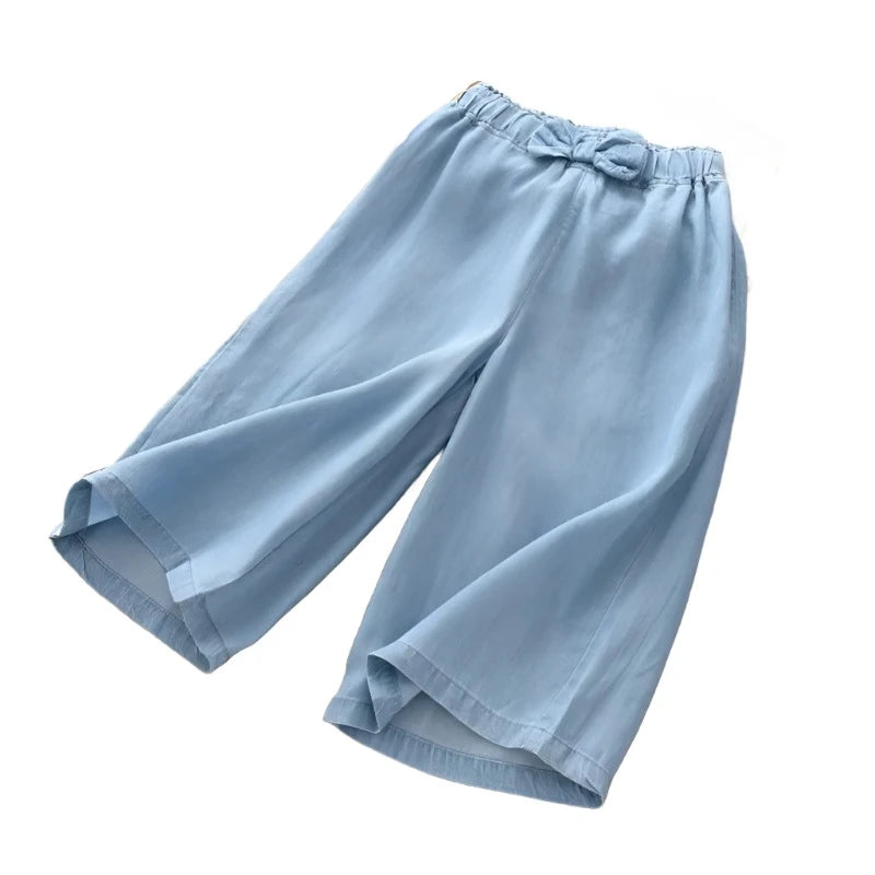 Breezy Chic Wide Leg Chiffon Cropped Pants