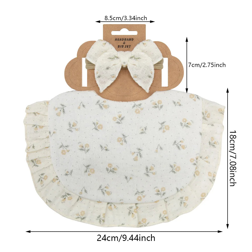 Muslin Cotton Bibs with Matching Hair Bow