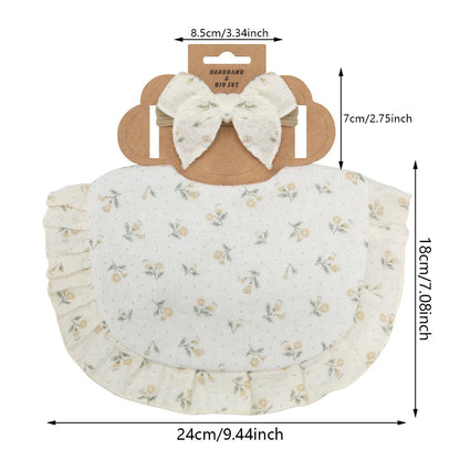 Muslin Cotton Bibs with Matching Hair Bow