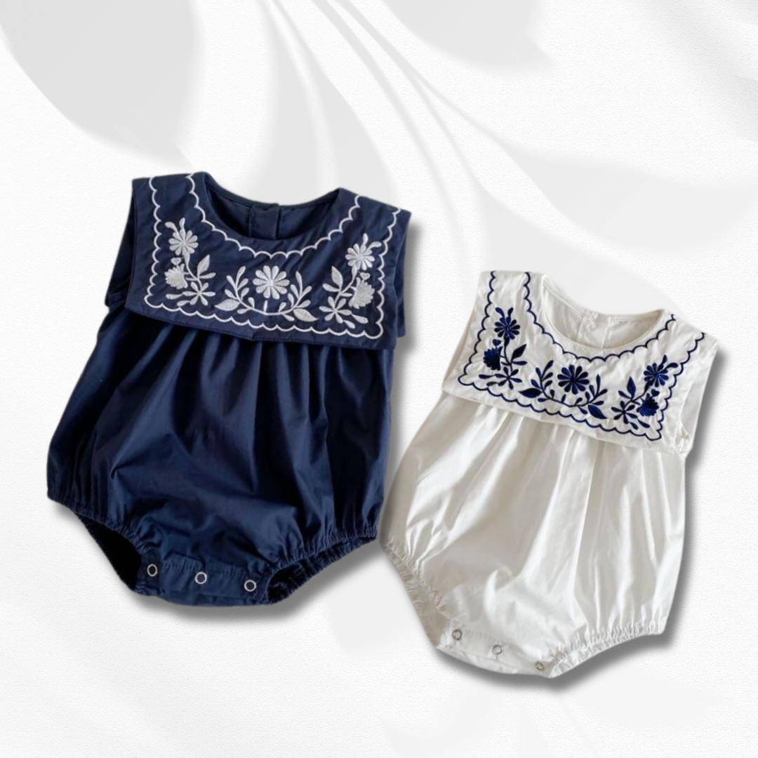 Nautical Charm Embroidered Romper